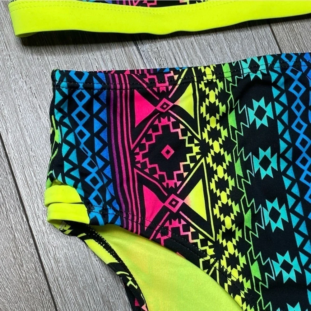 Justice Girl Bikini Top & Bottom Seimsuit Neon Set Size 10